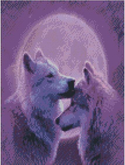 Картина алмазами 'Волки в месячном сияние'