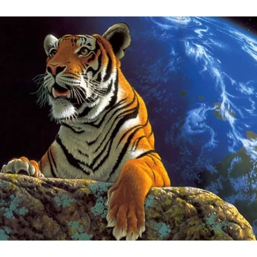 Картина алмазами без подрамника 'Могучий тигр'
