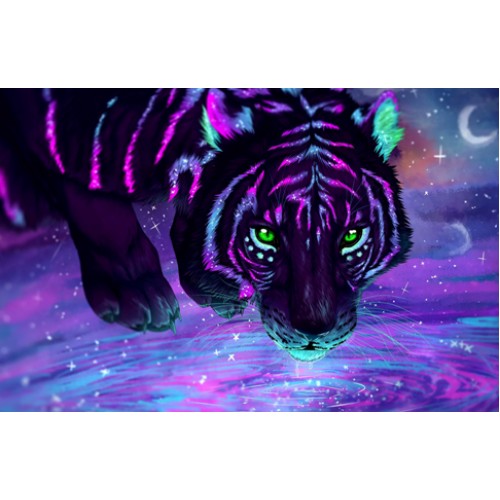 Картина алмазами без підрамника 'Тигр в ультрафіолеті'