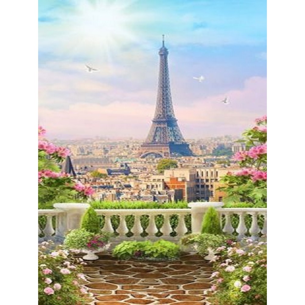 Картина алмазами без рамки 'Вид на Париж'