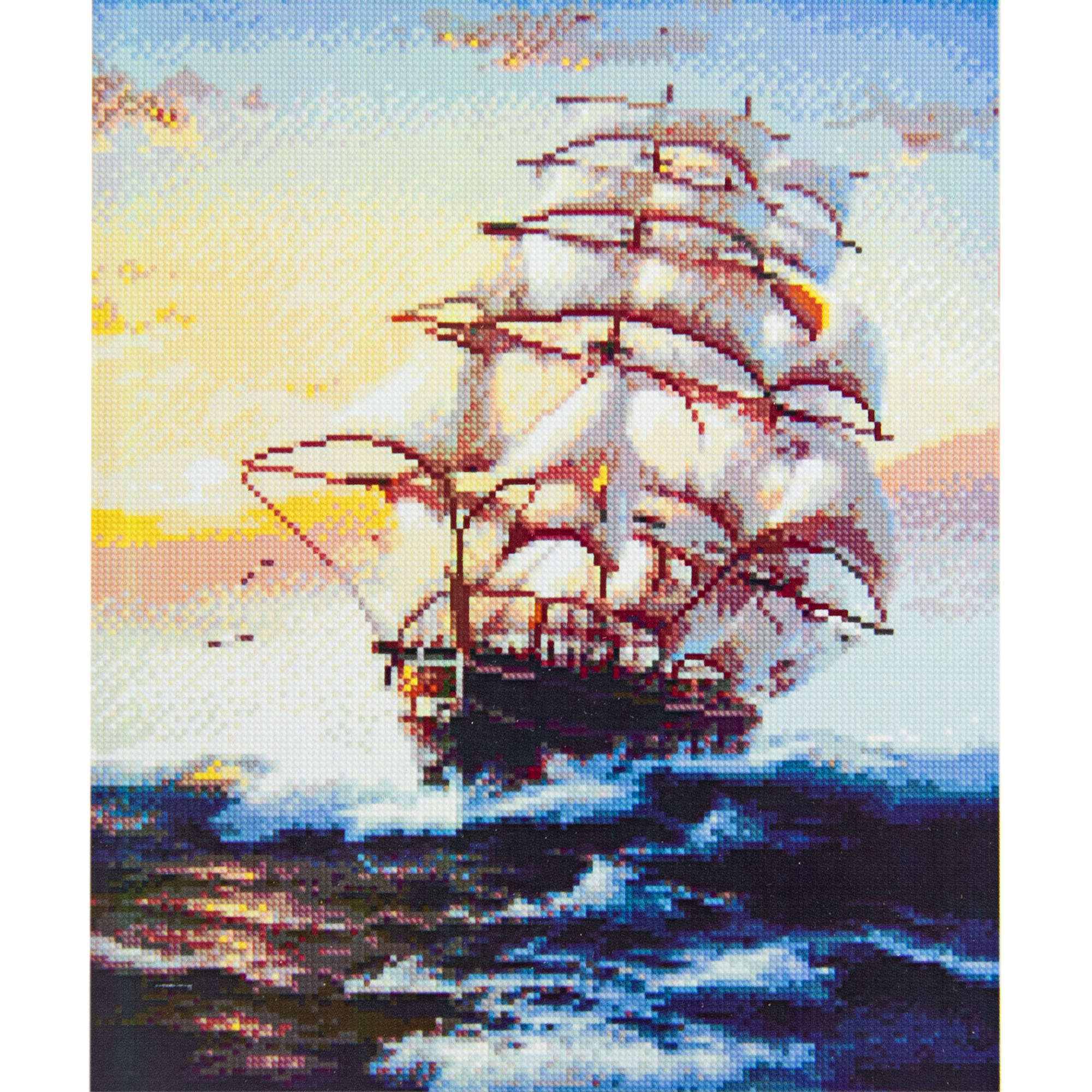 Картина алмазами на холсте с подрамником 'Парусный корабль в море'