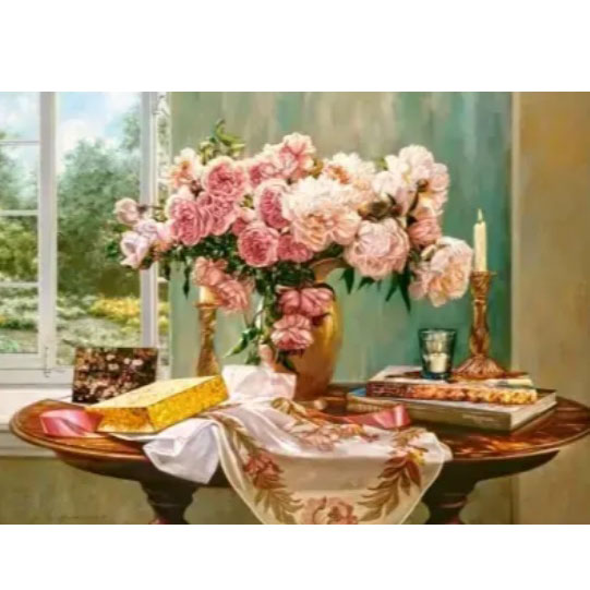 Картина алмазами на подрамнике 'Букет цветов в вазе'