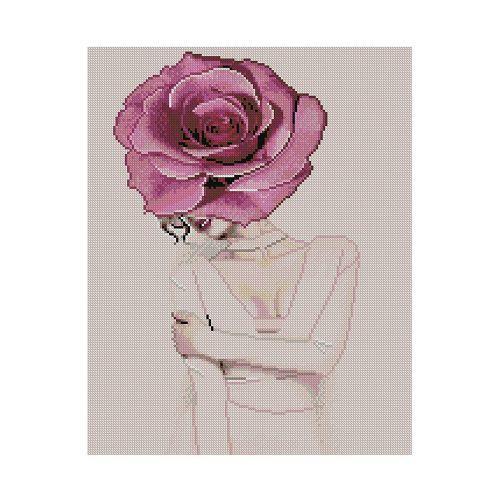 Картина алмазами на подрамнике 'Девушка-бутон розы'