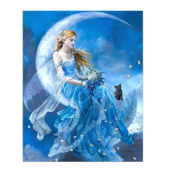 Картина алмазами на подрамнике 'Девушка на луне'