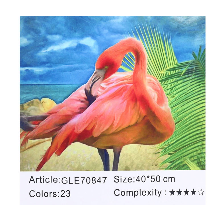 Картина алмазами на підрамнику 'Фламінго'