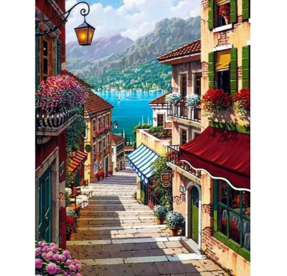 Картина алмазами на подрамнике 'Городские улицы'