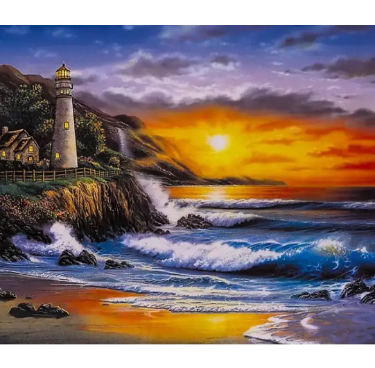 Картина алмазами на подрамнике 'Маяк'