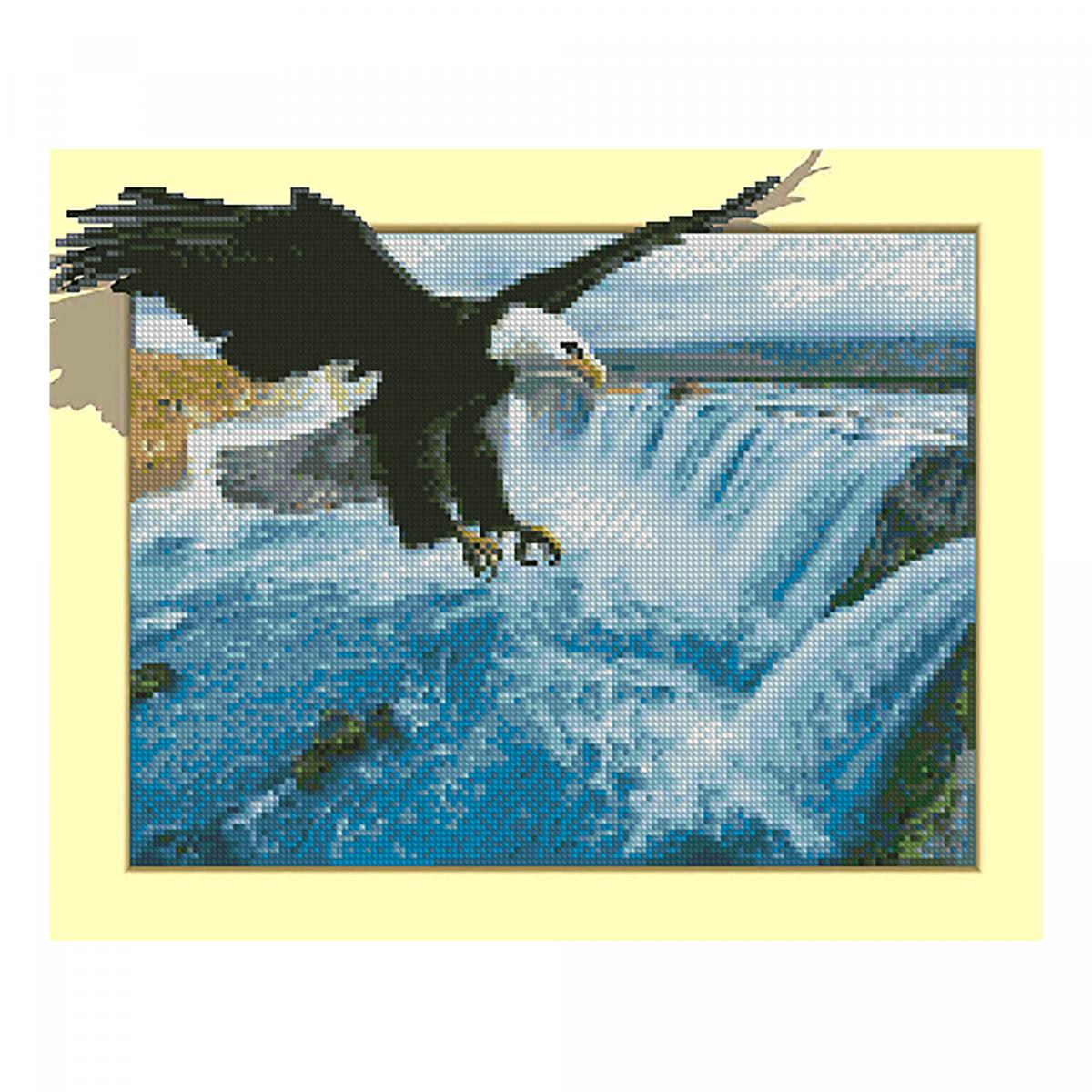 Картина алмазами на підрамнику 'Орел над водоспадом'