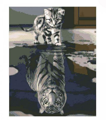 Картина алмазами на подрамнике 'Отражение белого тигра'