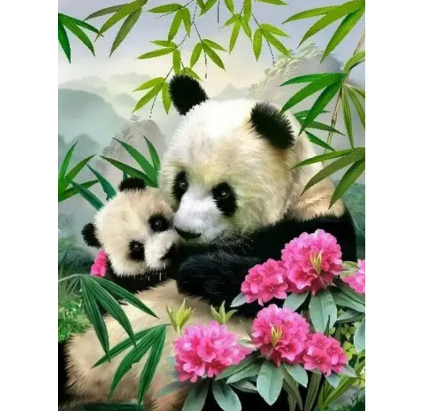 Картина алмазами на подрамнике 'Панды'