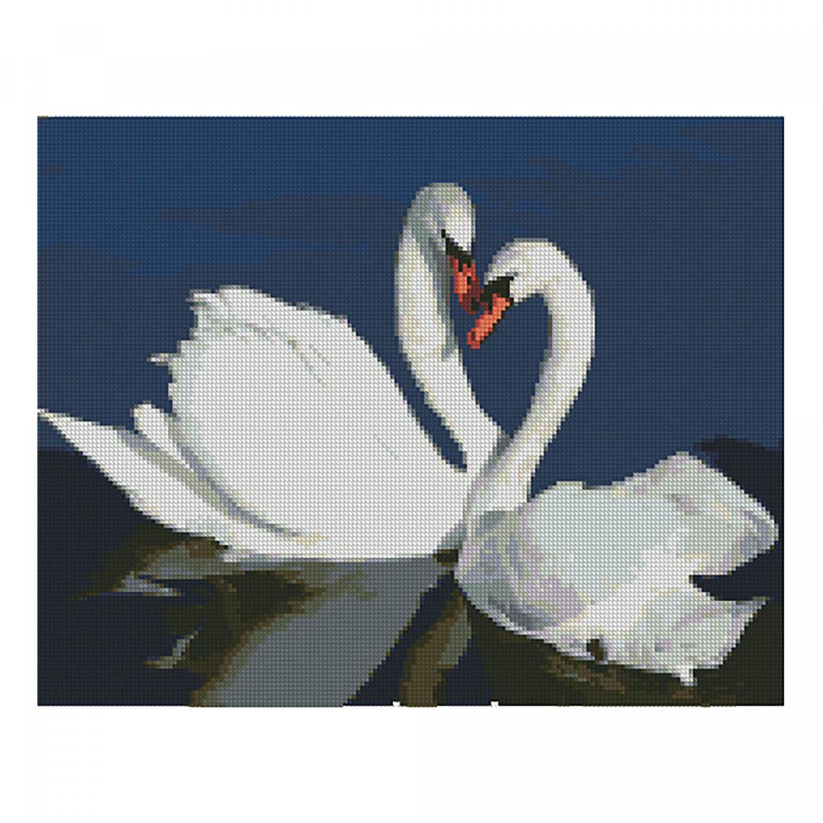 Картина алмазами на подрамнике 'Пара белых лебедей'