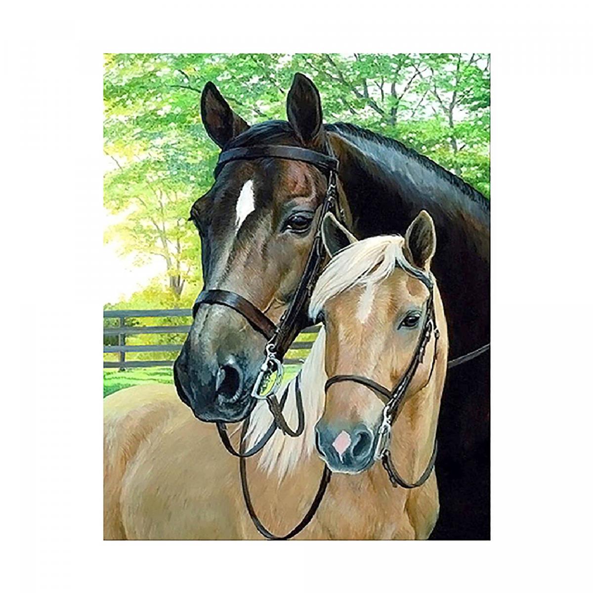 Картина алмазами на подрамнике 'Пара лошадей'