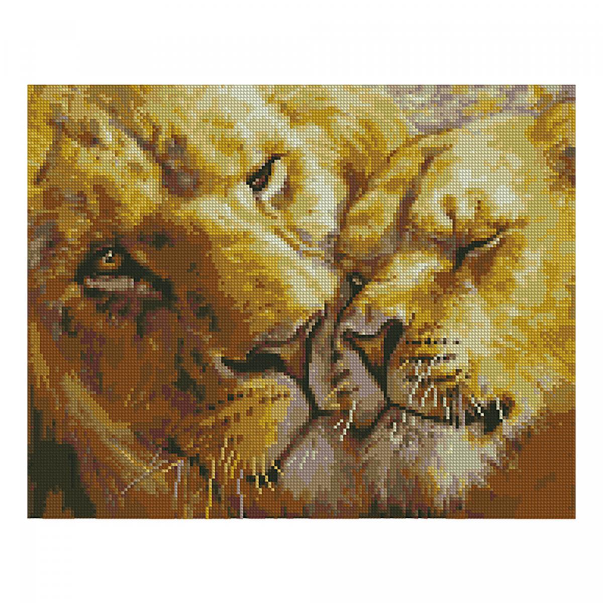Картина алмазами на подрамнике 'Пара львов'
