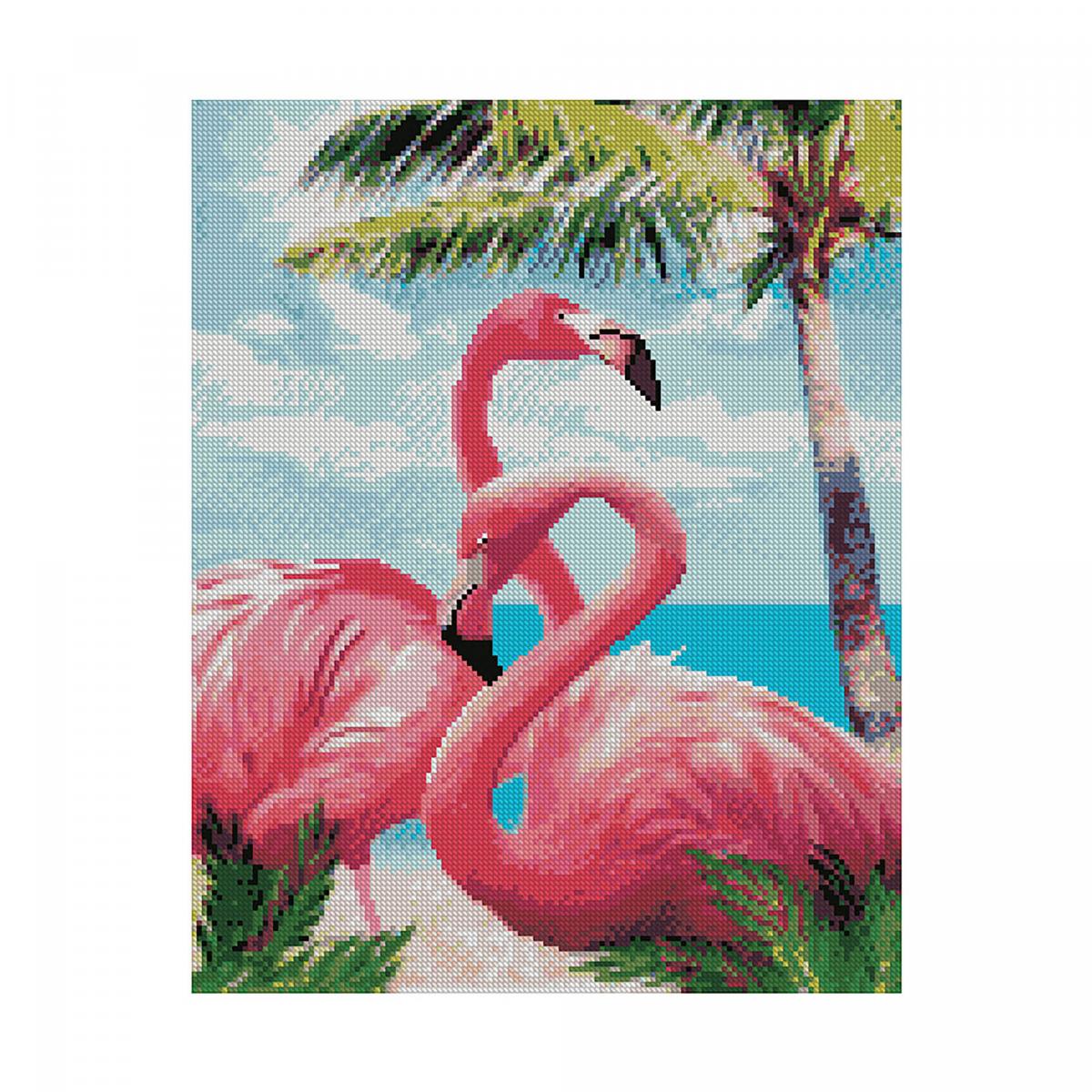 Картина алмазами на подрамнике 'Розовый фламинго'