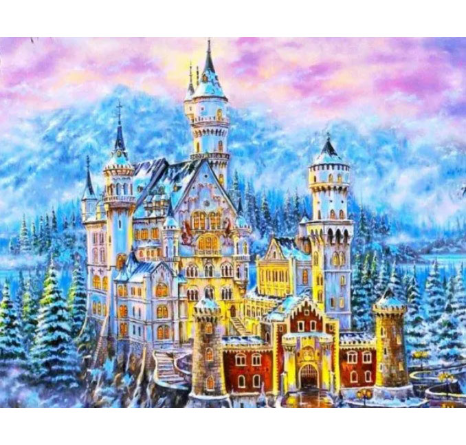 Картина алмазами на подрамнике 'Сказочный дом'