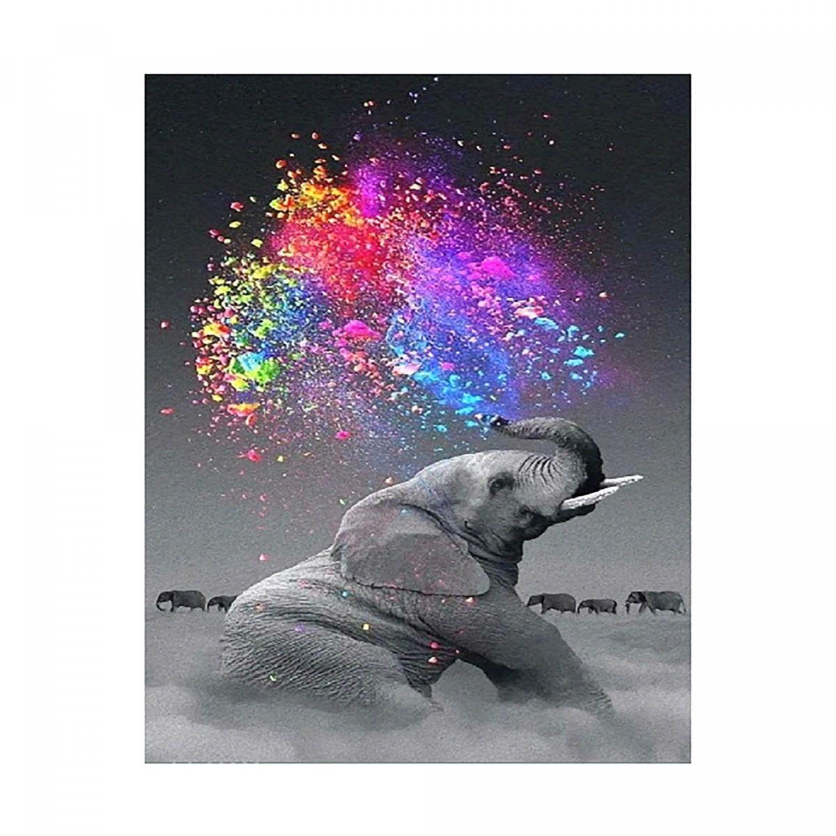 Картина алмазами на подрамнике 'Слон в ярких красках'