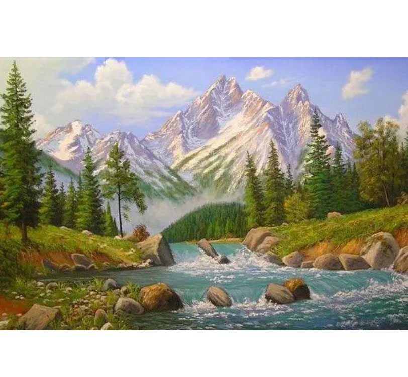 Картина алмазами на підрамнику 'Вид на гори'