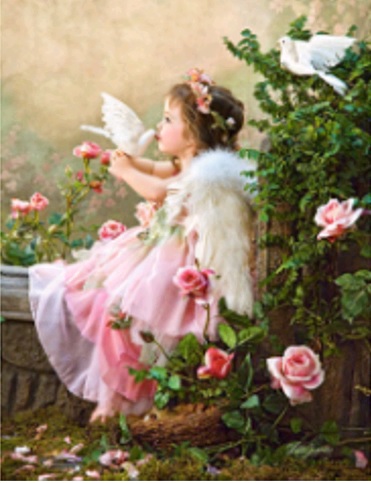 Картина алмазная мозаика 'Маленький ангел с голубями'