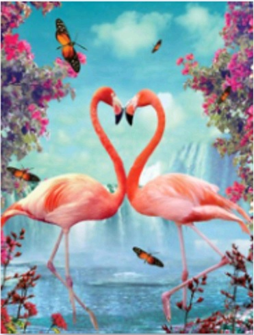Картина алмазная мозаика 'Розовые фламинго'