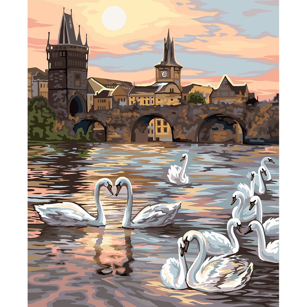Картина для рисования по номерам 'Белые лебеди'
