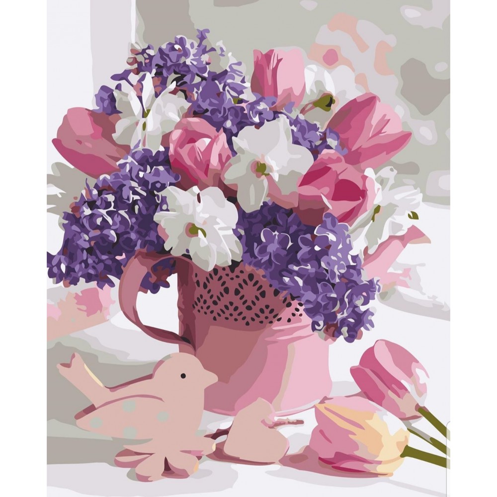 Картина для рисования по номерам 'Весенний букет цветов'