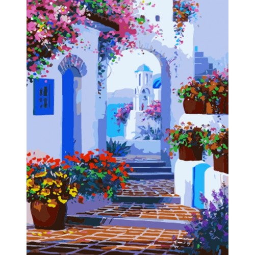 Картина красками по номерам 'Белые стены Санторини'
