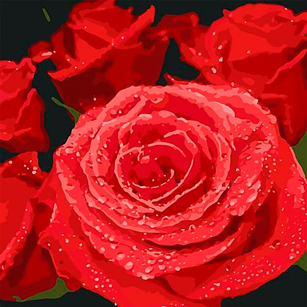 Картина на холсте по номерам 'Красные розы'