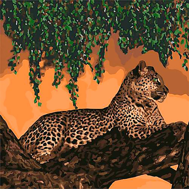 Картина на холсте по номерам 'Леопард на отдыхе'