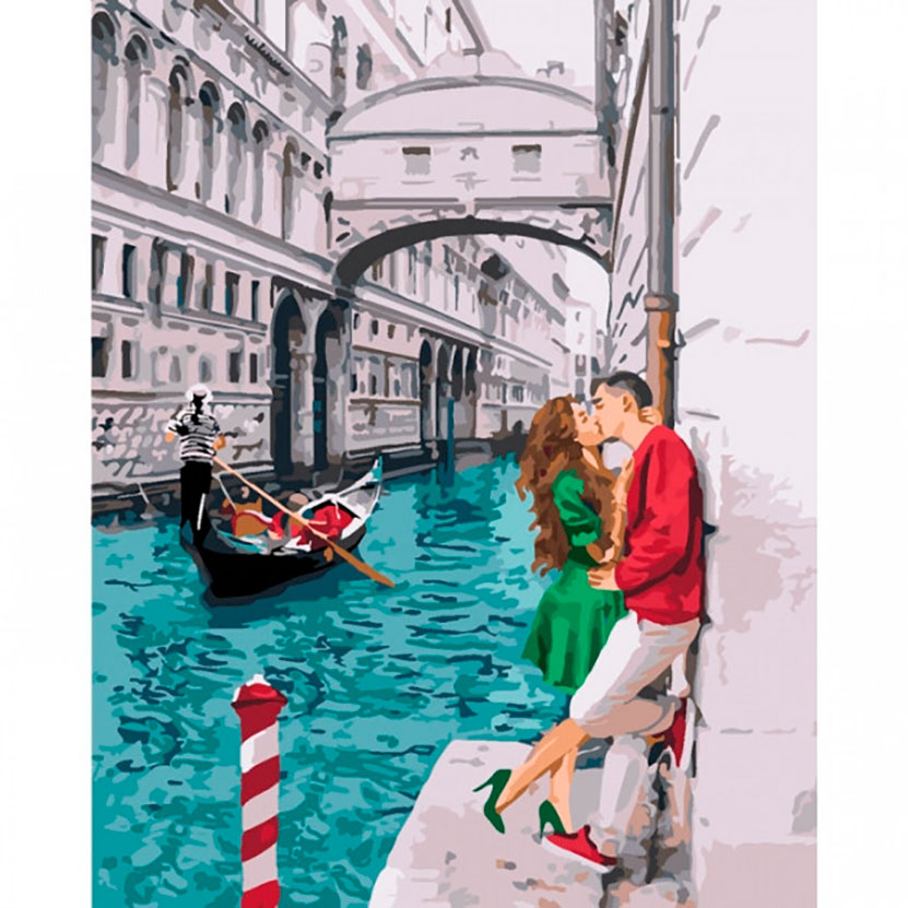 Картина на холсте по номерам 'Влюбленные в Венеции'