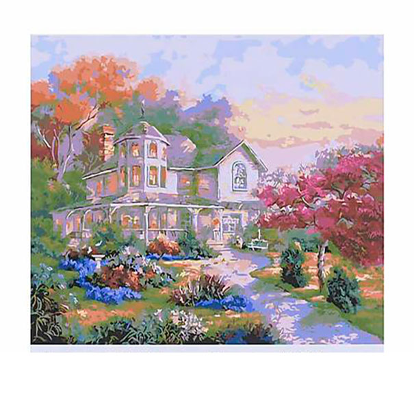 Картина на полотне по номерам 'Загородное поместье в осеннем саду' в коробке