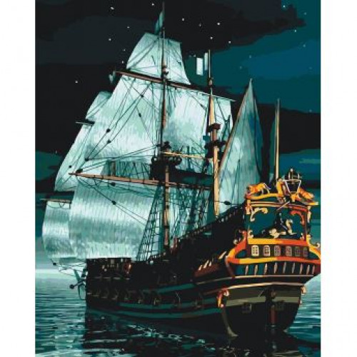 Картина по номерам Морской пейзаж 'Флагман ночью'