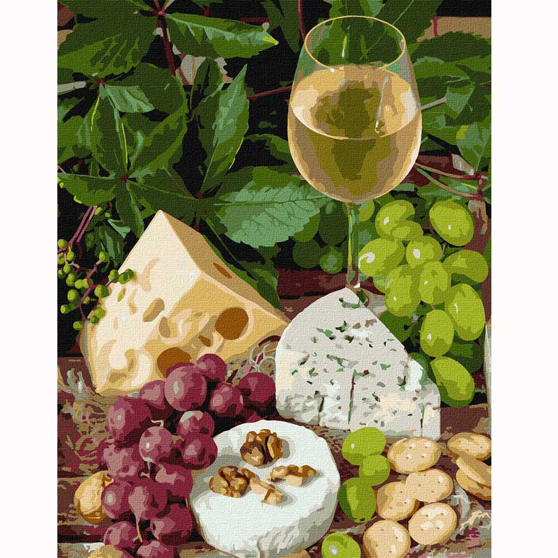 Картина по номерам 'Белое вино с сыром'