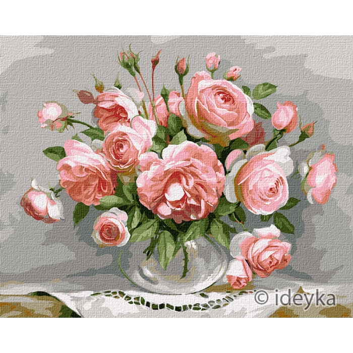Картина по номерам 'Букет роз в вазе'