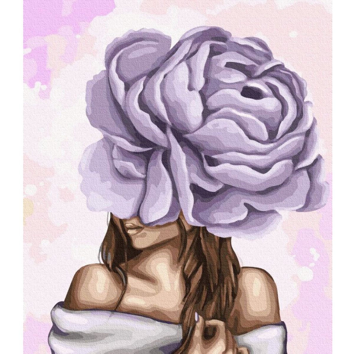 Картина по номерам 'Дама с фиолетовым пионом'