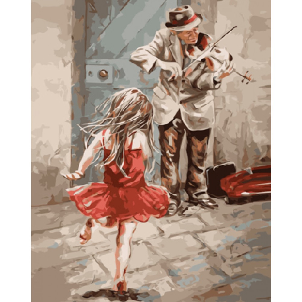 Картина по номерам 'Девочка и скрипач'