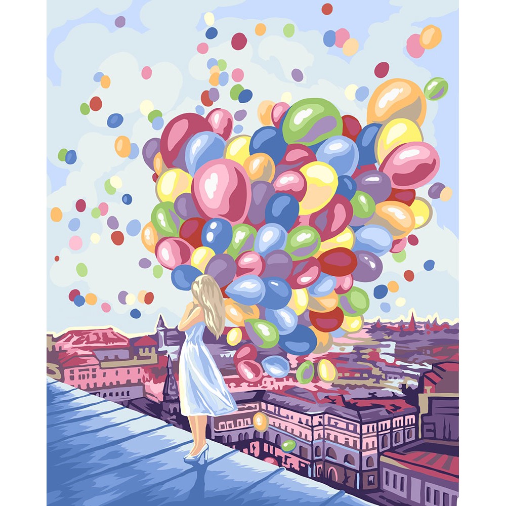 Картина за номерами 'Дівчинка з кульками'