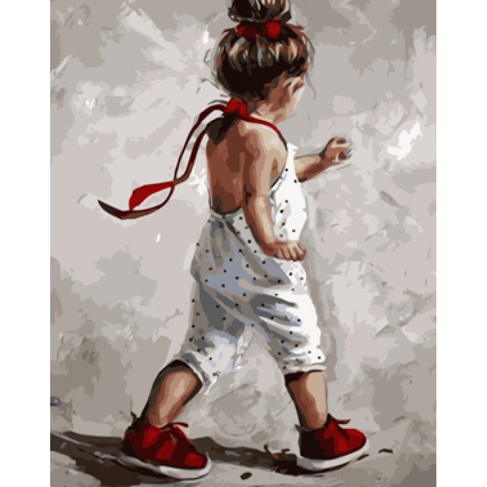 Картина по номерам 'Девочка в красных сапожках'