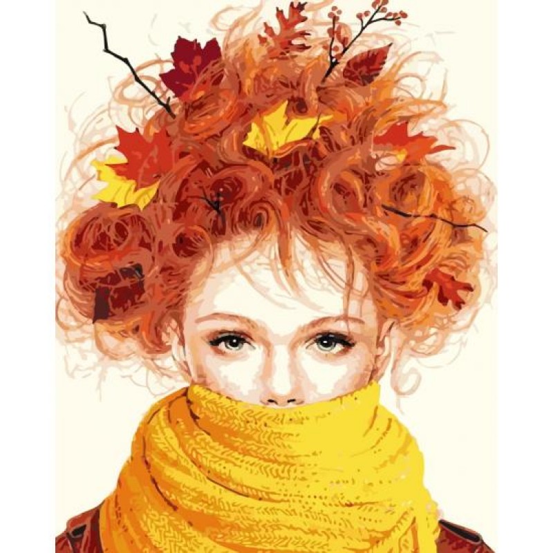 Картина за номерами 'Дівчина - осінь'