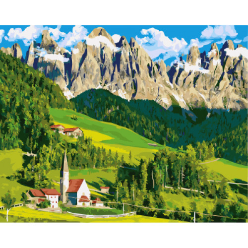 Картина за номерами 'Будиночок в Альпах'