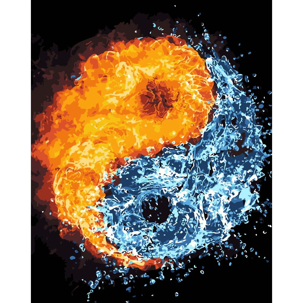 Картина по номерам 'Инь-Янь вода и пламя'