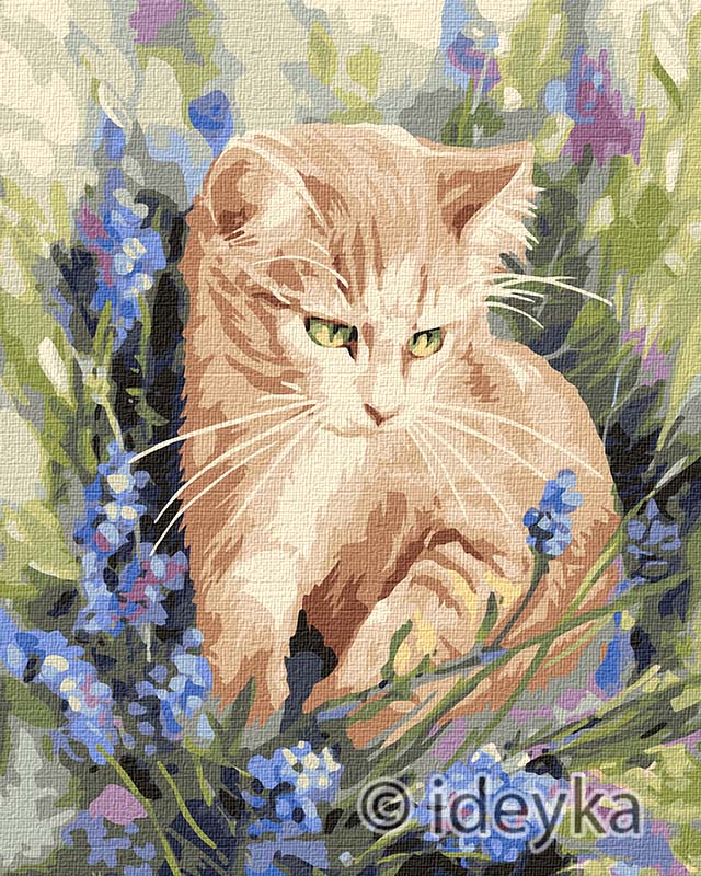 Картина по номерам 'Кошка в цветах'