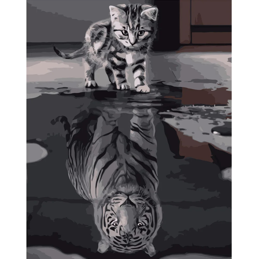 Картина по номерам 'Кот и тигр'