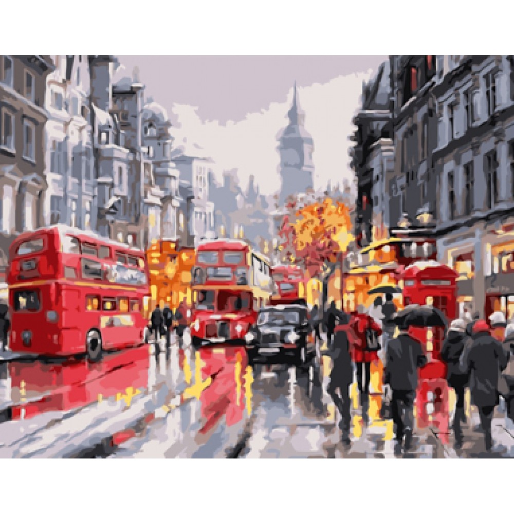 Картина по номерам 'Лондон с красным акцентом'