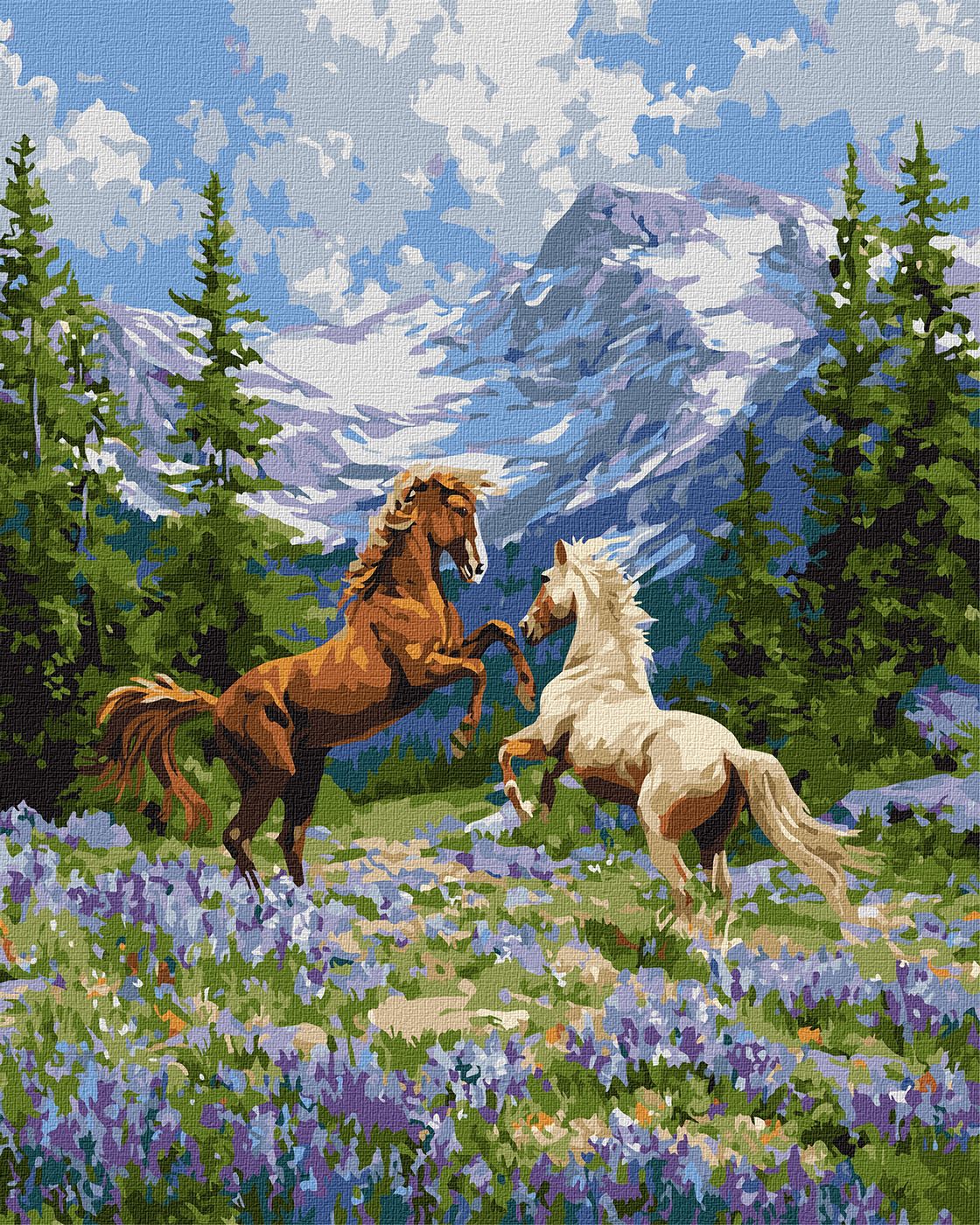 Картина по номерам 'Пара лошадей в лесу'