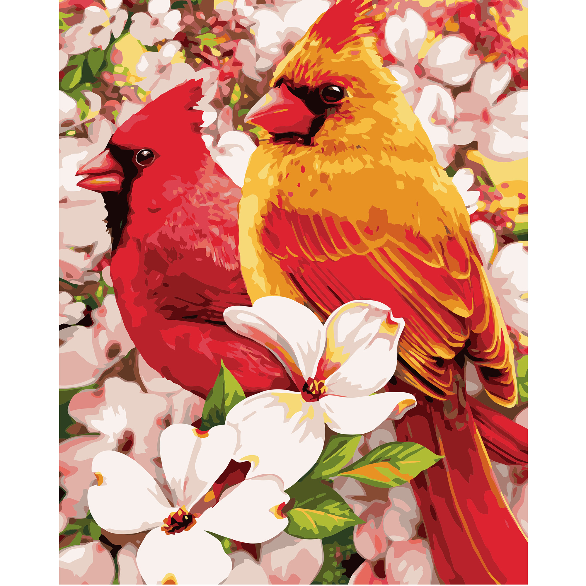 Картина по номерам 'Птицы в цветах'