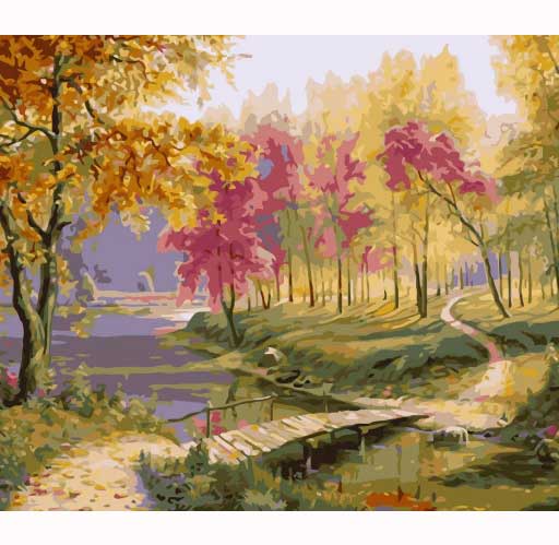 Картина по номерам 'Река между деревьями'