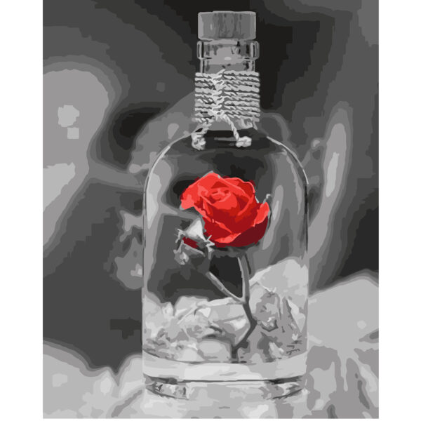 Картина за номерами 'Троянда у пляшці'