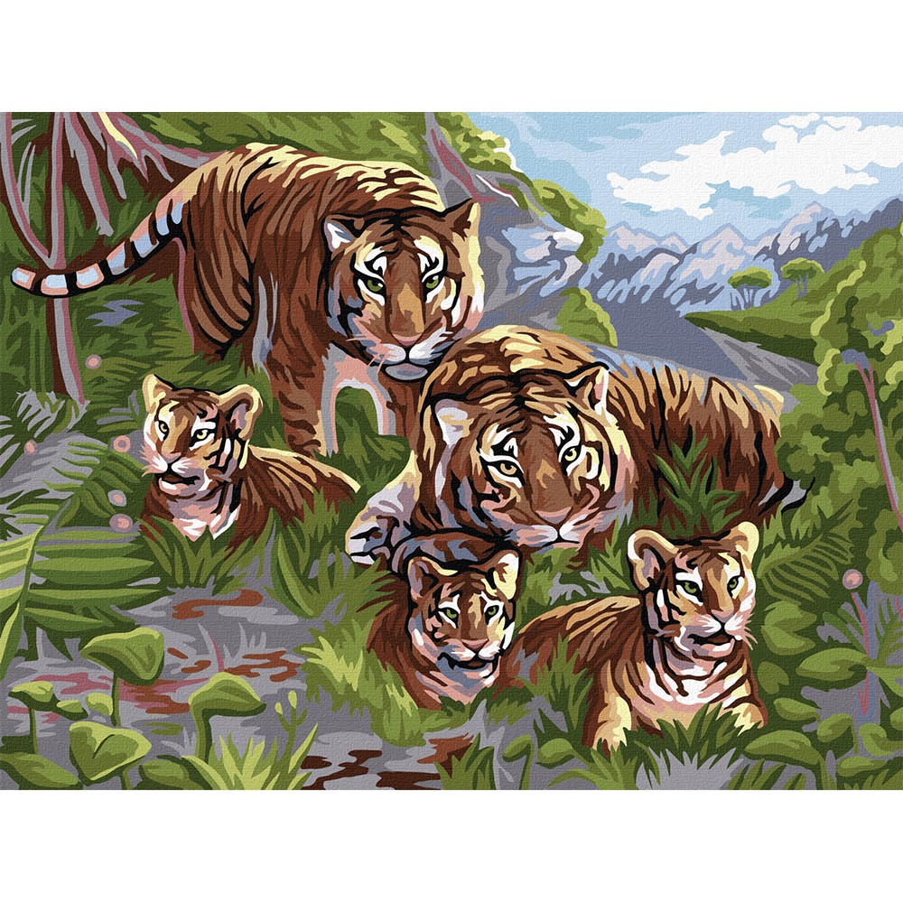 Картина по номерам 'Семья тигров'