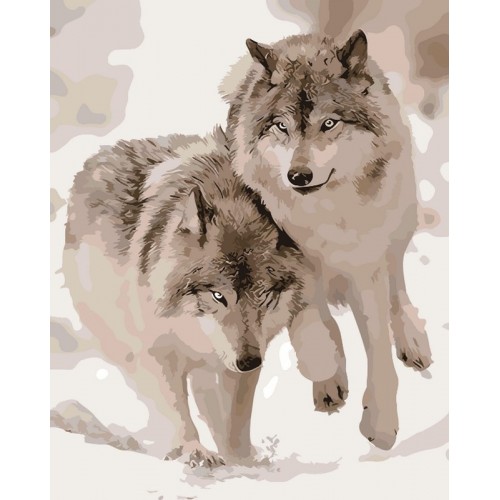 Картина за номерами 'Сніжні вовки'