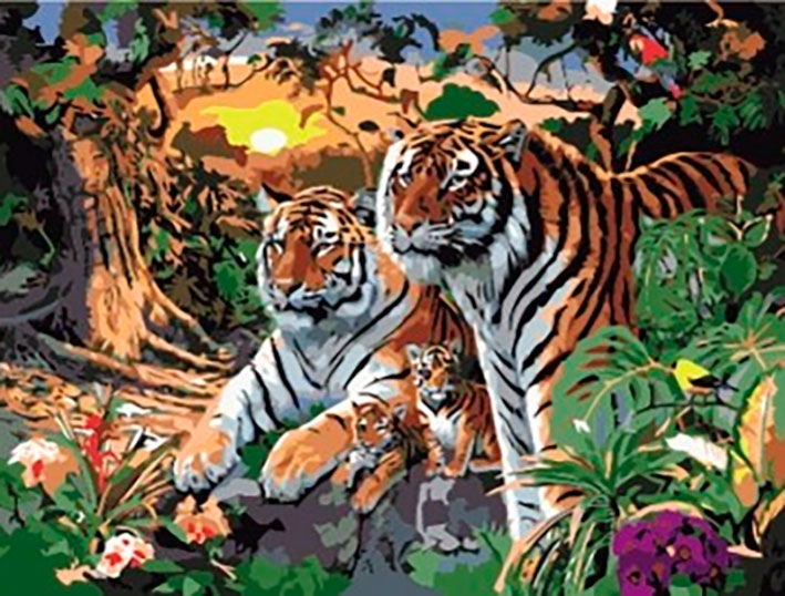 Картина по номерам 'Тигры' в коробке